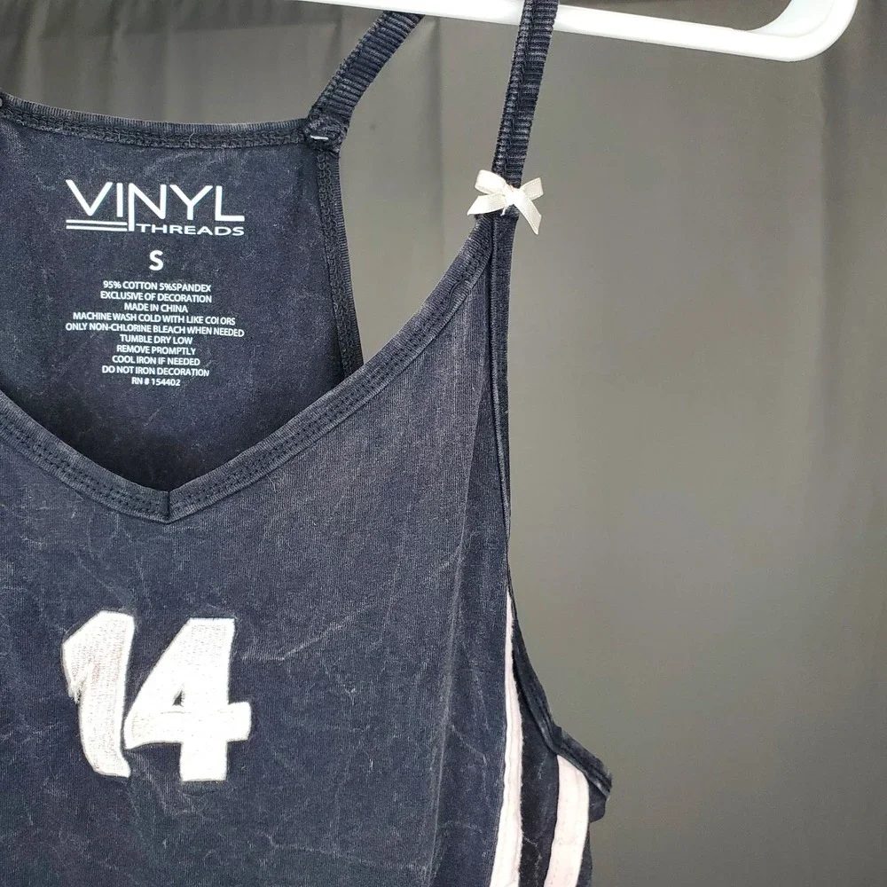 Vinyl Threads Dress L Racing Stripe Retro Y2K Whimsigoth Grunge Punk‎ Acid Wash